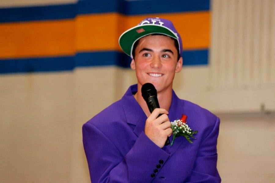 Shane Broderick, 12, impersonates Justin Bieber at the 2011 Wahlert Homecoming Skits. 