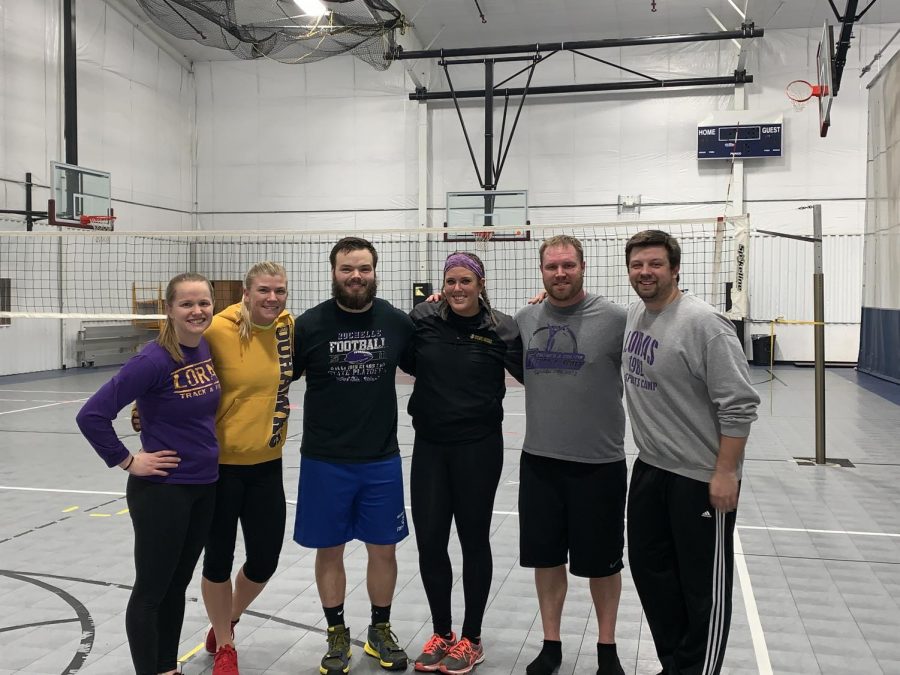 Wahlert teachers team up to compete in a rec volleyball league at Courtside. 