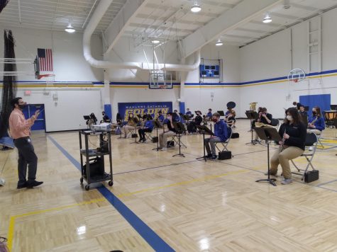The band meets during mentor period to prepare for their concert